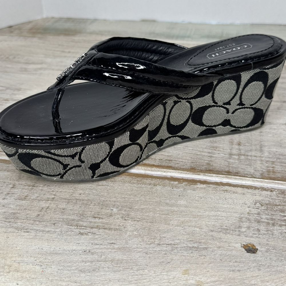 Coach Black and Gray Platform Sandals - Picture 7 of 10